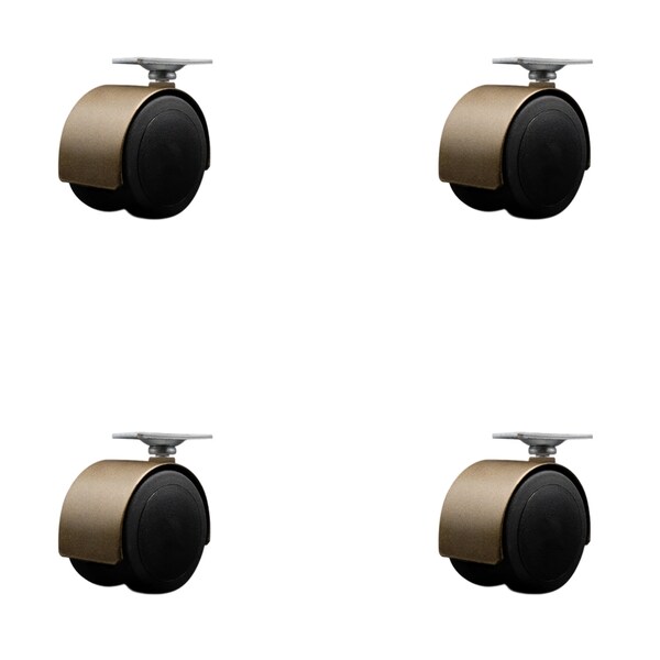2-3/8'' Floor Safe Antique Hooded Twin Wheel Caster Top Plate , 4PK